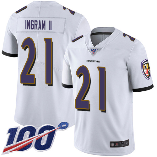 Baltimore Ravens Limited White Men Mark Ingram II Road Jersey NFL Football 21 100th Season Vapor Untouchable